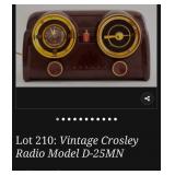 M - VINTAGE CROSLEY CLOCK RADIO (E19)