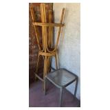 M - TWO BAMBOO STOOLS & SMALL TABLE (Y15)