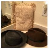 J2 - LOT OF TWO HATS, ACCENT PILLOW (M30)