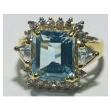 GOLD PLATED STERLING SILVER TOPAZ SIZE 9 RI. 8.20G