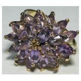 GOLD PLATED STERLING SILVER AMETHYST RING SIZE 8