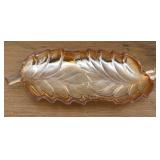 J2 - VINTAGE IRIDESCENT CARNIVAL GLASS LEAF DISH