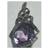STERLING SILVER AMTHYST PENDANT 3.00GRS