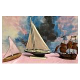 11 - THREE DECORATIVE SAILBOATS (L139)