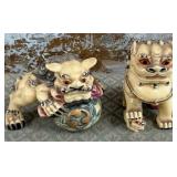 11 - TWO VINTAGE TEMPLE DOG FIGURINES (P84)