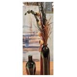 11 - TWO CERAMIC VASES WITH DRIED FLOWERS (L29)