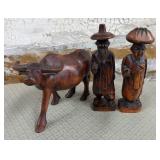 11 - THREE VINTAGE CARVED WOOD FIGURINES (P83)