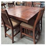 11 - MISSION STYLE COUNTER HIGH TABLE & CHAIRS