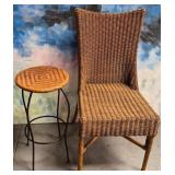 11 - RATTAN CHAIR & PLANTSTAND