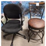 11 - OFFICE CHAIR & SINGLE BARSTOOL