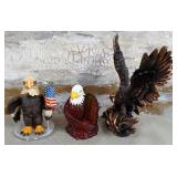 11 - THREE COLLECTIBLE AMERICAN EAGLE FIGURINES
