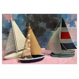 11 - THREE DECORATIVE SAILBOATS (L138)
