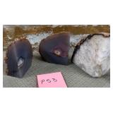 11 - THREE POLISHED GEODE SLICES (P53)