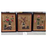 11 - THREE PIECES VINTAGE CHINESE SHADOW BOX ART