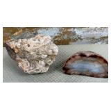 11 - CRYSTALINE ROCK & POLISHED GEODE SLICE (P52)