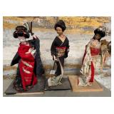 11 - THREE JAPANESE GEISHA DOLLS (A19)