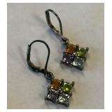 443 - STERLING SILVER & MULTI-STONE EARRINGS (d15)