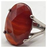 N1 - STERLING SILVER & STONE RING SIZE 8 (J49)