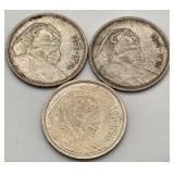 S - THREE 5 QIRSH SILVER COINS (42)