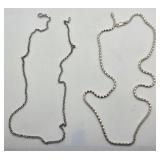 N1 - TWO SILVER CHAIN NECKLACES (L151)