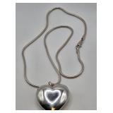 N1 - STERLING SILVER PUFFY HEART PENDANT NECKLACE