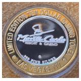 MONTE CARLO - .999 FINE SILVER GAMING TOKEN (16)
