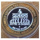 4 QUEENS - .999 FINE SILVER GAMING TOKEN (9)