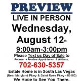 PREVIEW LIVE IN PERSON - Wednesday, August 12th