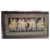 11 - PADDED CLOTH SEWN FRAMED TAPESTRY 63X36
