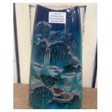 526 - CHINESE SHAN SHUI LANDSCAPE CYLINDER 14"T
