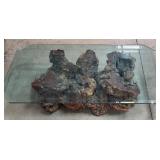 11 - MID-CENTURY BURL WOOD COFFEE TABLE (J130)