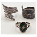 11 - 3 SILVER RINGS WEIGHT 12.8G SZ 5 (B2)