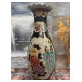 526 - JAPANESE SATSUMA-STYLE PORCELAIN VASE 35.5"T