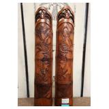 526 - CHINESE HAND CARVED WALL PANELS (A80)