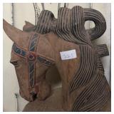 525 - VINTAGE HAND-CARVED HORSE HEAD SCULPTURE