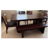 11 - WOODEN VINTAGE 74X38 DINING TABLE W/BENCH