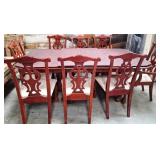 11 - WOODEN DINING TABLE WITH 8 CHAIRS 79X41(R1)