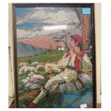 525 - NEEDLEWORK ART FRAMED 21X20" (A94)