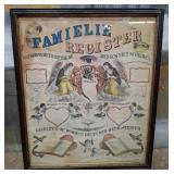 520 - VINTAGE DUTCH FAMILY REGISTER FRAMED (N79)