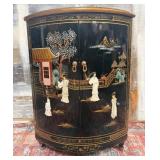 526 - VINTAGE BLACK LACQUER CORNER CABINET (A2)