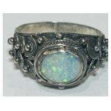 STERLING SILVER OPAL RING SIZE 8  3.70GRS