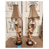 525 - PAIR OF VINTAGE CHERUB LAMPS (A61)