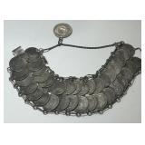 STERLING SILVER COIN BRACELET 53.70GRS