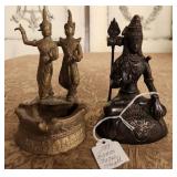 526 - CAMBODIAN BRASS ASHTRAY & LORD SHIVA FIGURE