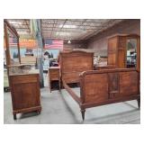 528 - BED FRAME, ARMOIRE, SIDE TABLES, DRESSER