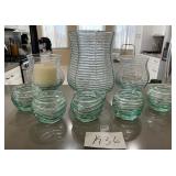 J1 - BLUE GLASS VASE & CANDLE HOLDERS (K36)
