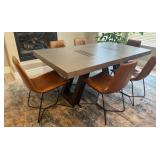 R - MID-CENTURY MODERN  DINING TABLE, 6 CHAIRS