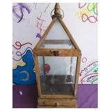 P - WOODEN & GLASS CANDLE LANTERN (N10)
