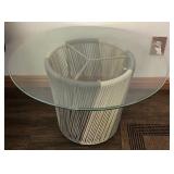 P - GLASS TOP TABLE WITH WOVEN ROPE BASE (A12)