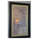 P - ANTIQUE MAP OF PARIS PRINT FRAMED 49X30" (M20)